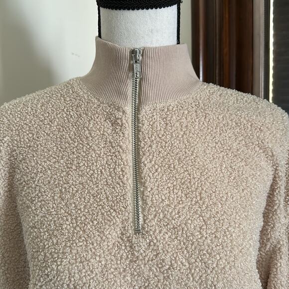 Topshop | Teddy Quarter Zip Cream Pullover Size 8 - Picture 5 of 14
